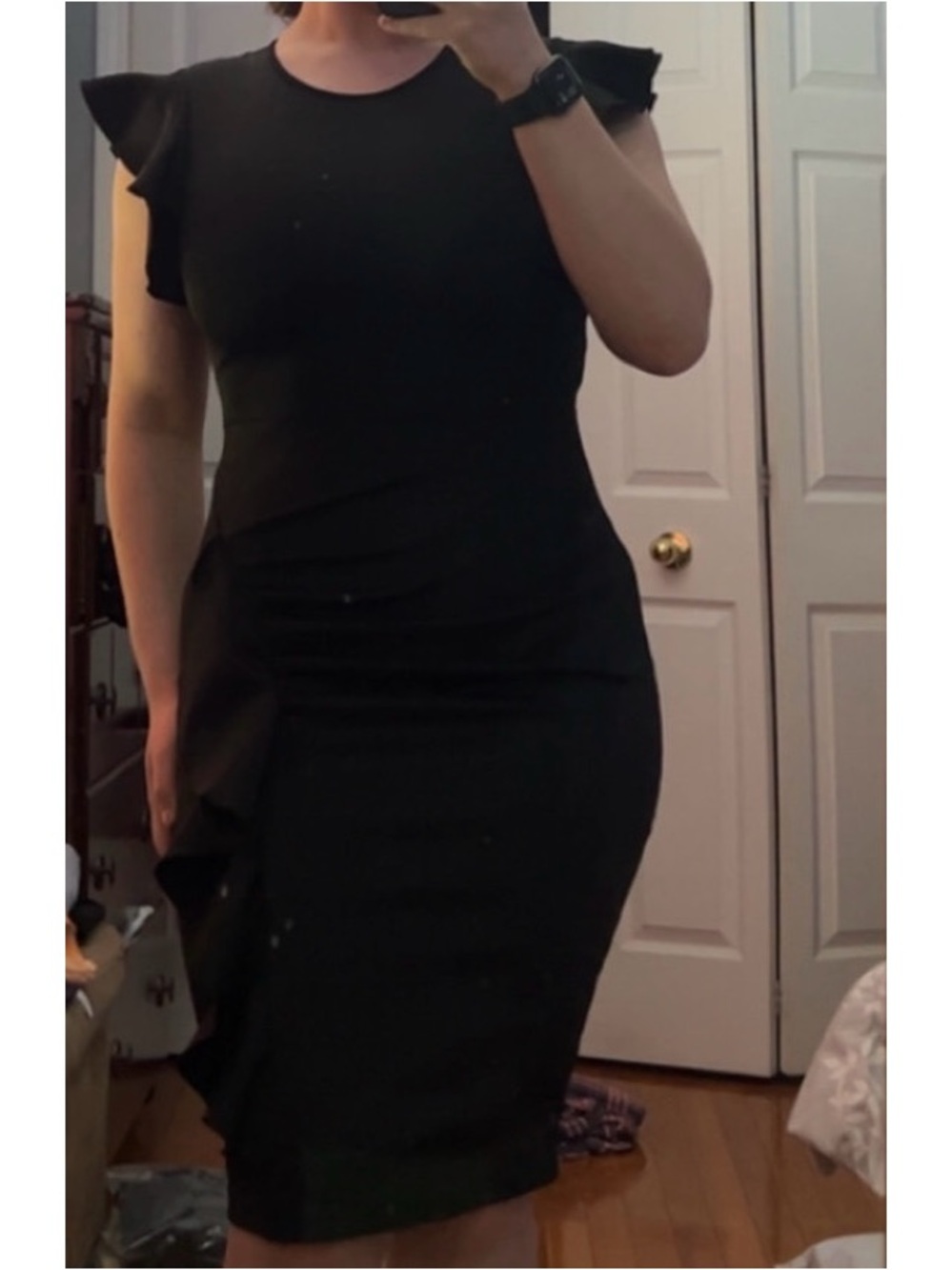 Classic Black Midi Ruffle Dress